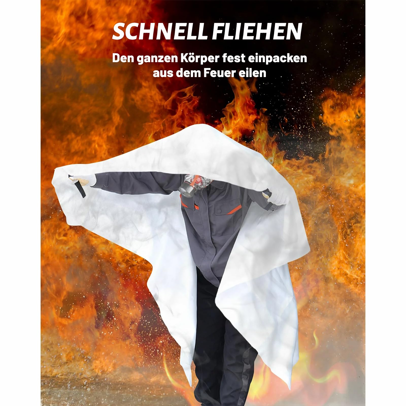 Coperta Antincendio Da Cucina - 2 Pezzi - In Fibra Di Vetro - Norma DIN EN 1869:2019 - Per Emergenze - Foto 7