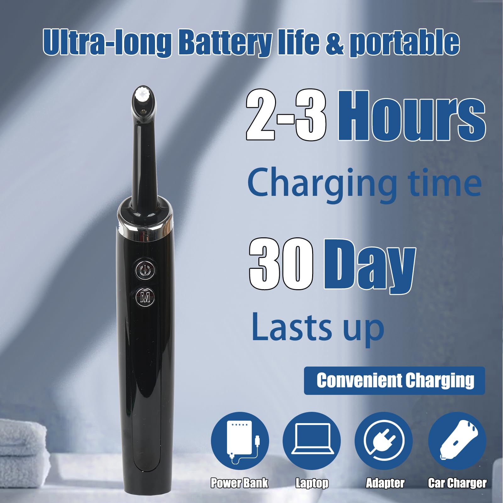 Pulidora Dental, Kit Recargable de Limpieza y Blanqueamiento Dental, Pulidora Dental Eléctrica con 3 Pastas de Pulido, 5 Cabezales, 5 Modos de Velocidad, Luz LED