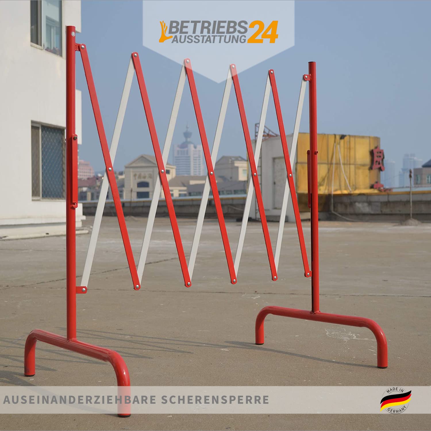 Scherengitter Ausziehbar Outdoor 1.2x2.5m Mit Rollen Rot-Weiß - Mobiler Verkehrszaun