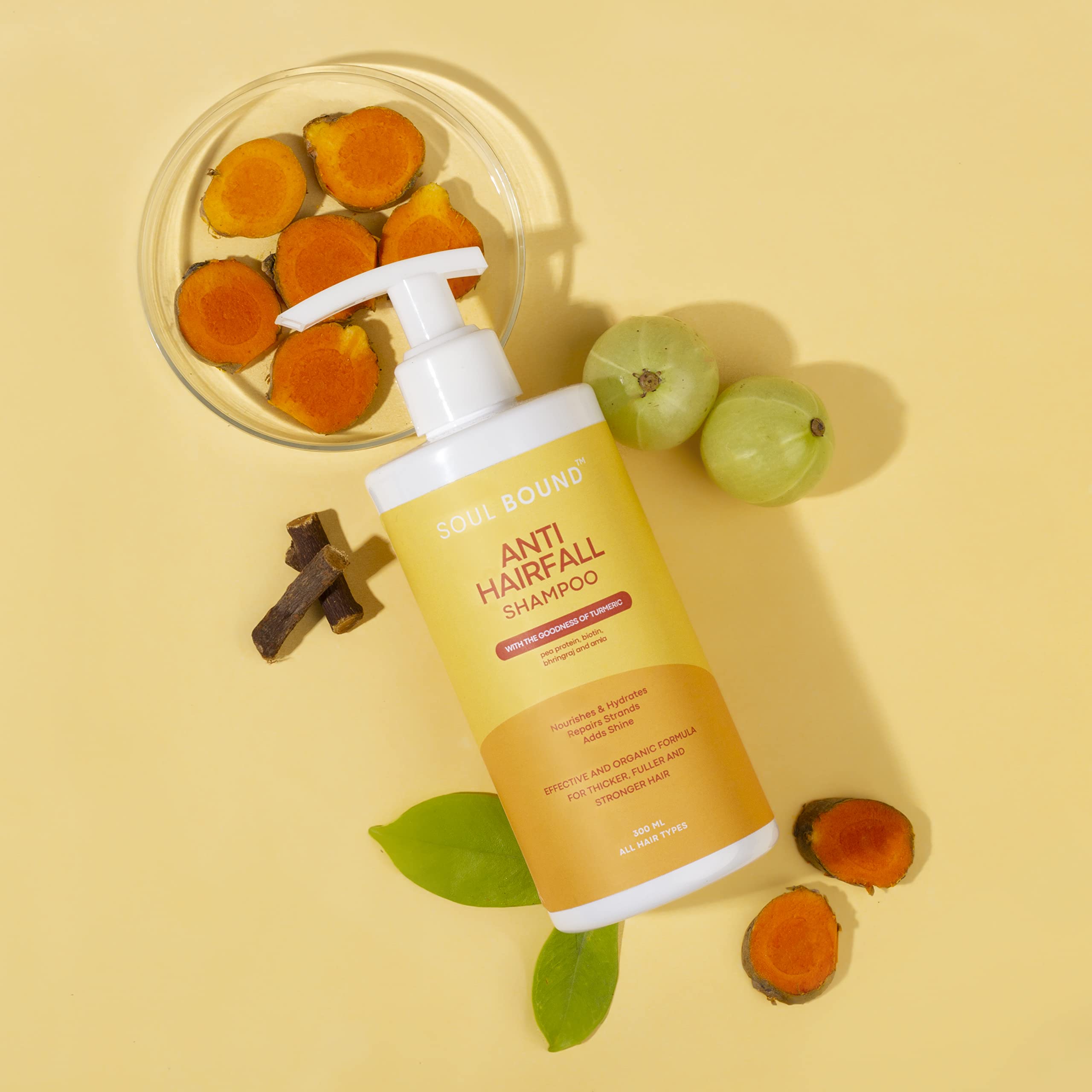 Anti-Hair Fall Shampoo: Turmeric, Bhringraj, Amla, Pea Protein & Biotin - The Ayurvedic Powerhouse for Healthy Hair Growth (300ml)