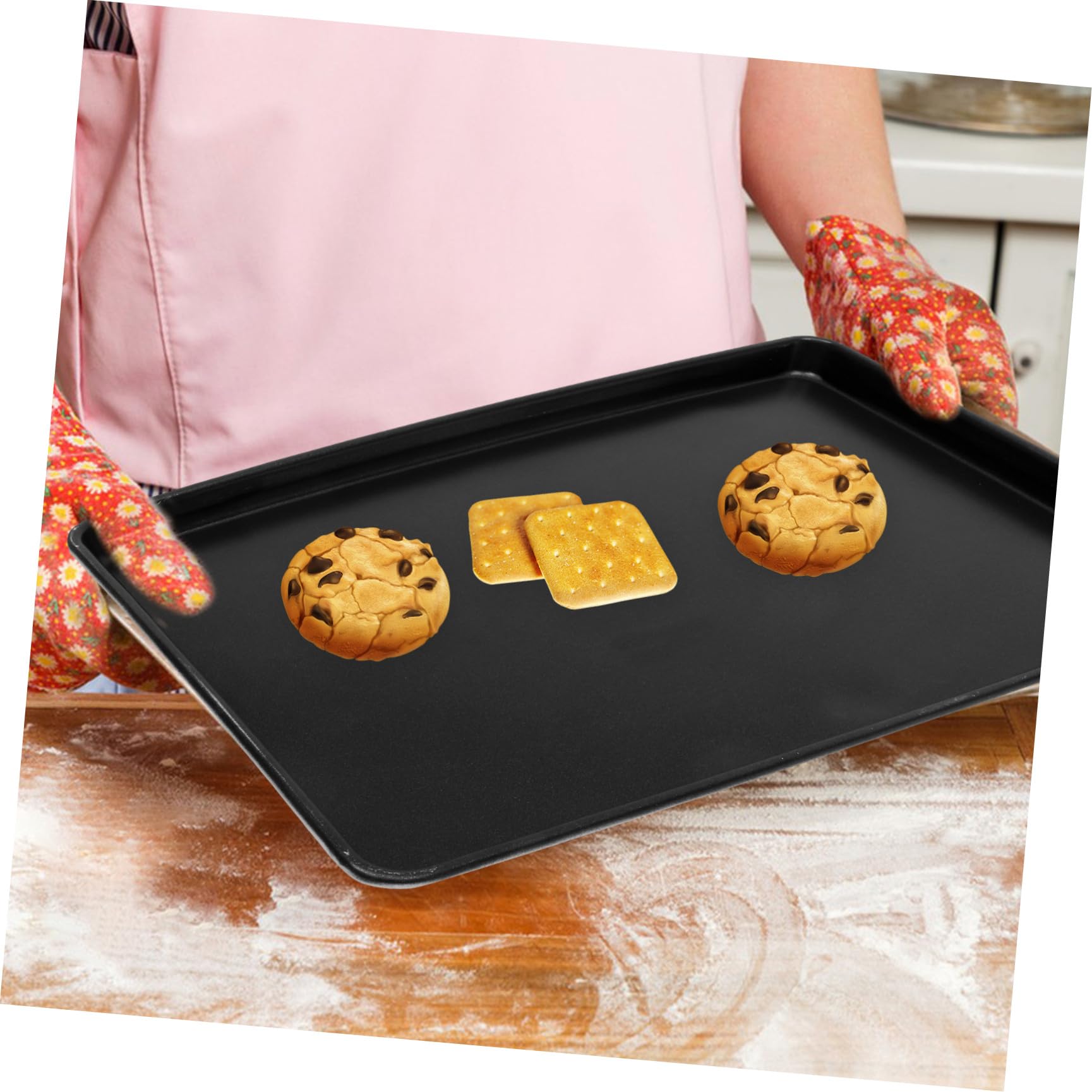 BESPORTBLE Bandeja y Fácil de Limpiar de Aleación de Aluminio para Hornear Rectangular Color Negro, Resistente a Altas Temperaturas para Cocinar y Hornear Pan en Familias Pequeñas