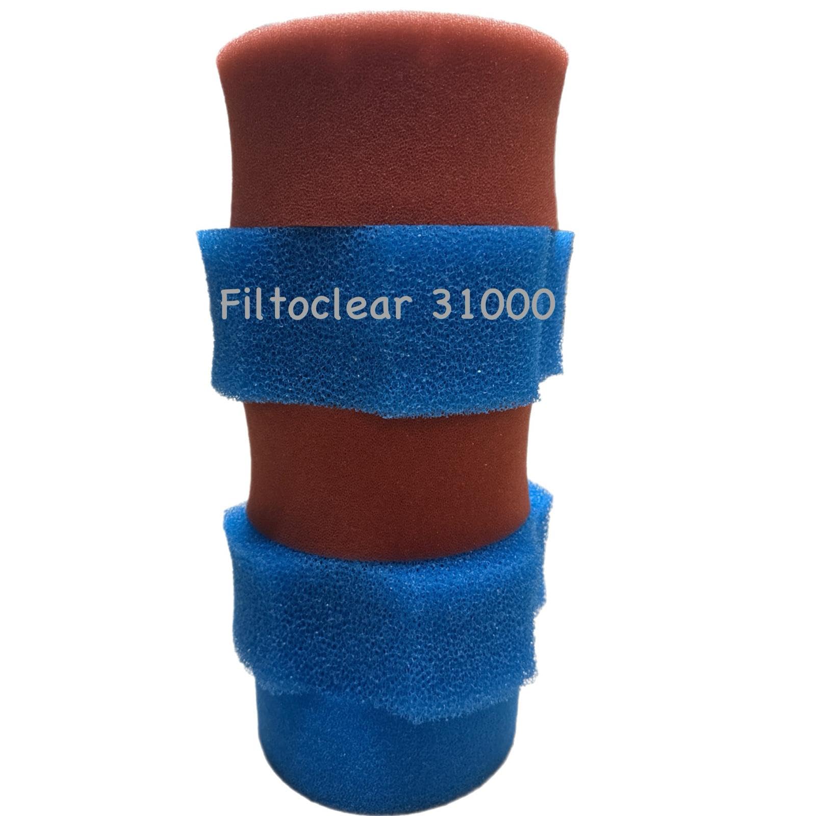 KH Biotec zestaw wymiennych gąbek pasuje do Oase Filtoclear 31000 filtr 3X niebieski/2X czerwony pasuje do Oase