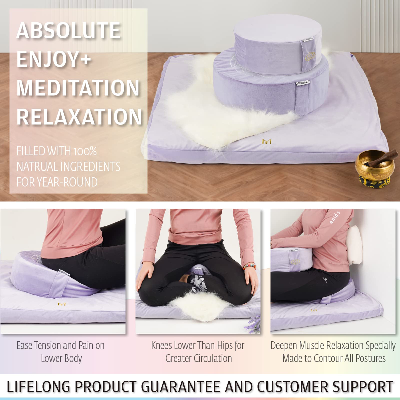 Hihealer Meditatiekussen met Extra Fluweel Hoes - Groot Traditioneel Tibetaans Meditatie Yoga Vloerkussen Zafu Gevuld met Boekweitdoppen, Geweldig Cadeau voor Vrouwen (Tranquil Night & Day Hihealer Meditatiekussen met Extra Fluweel Hoes - Groot Traditioneel Tibetaans Meditatie Yoga Vloerkussen Zafu Gevuld met Boekweitdoppen, Geweldig Cadeau voor Vrouwen (Tranquil Night & Day