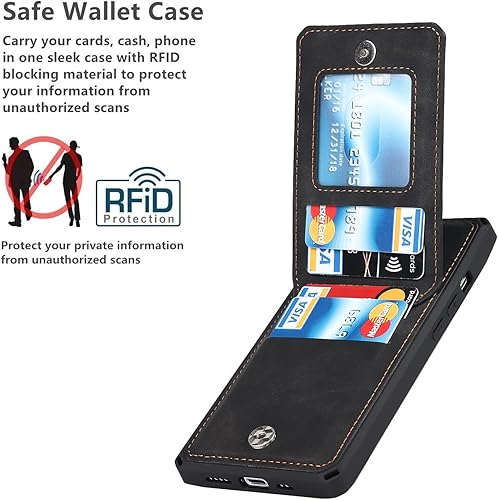 Miniatura 3 de iCoverCase Funda tipo cartera para iPhone XXS con tarjetero bloqueo RFID de piel sintética de alta calidad, cierre magnético, ranuras para tarjetas