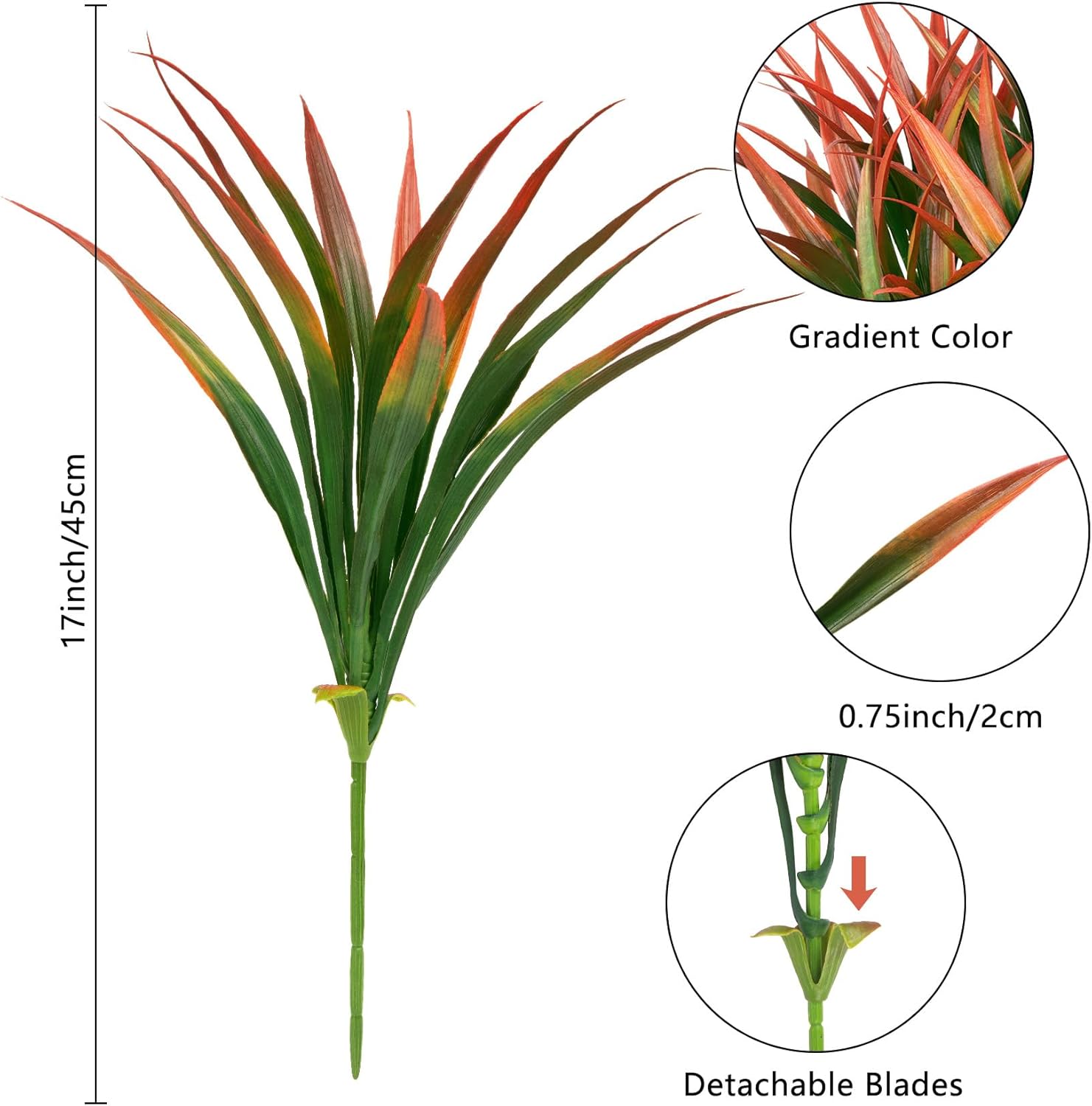 Ouddy Decor 20 Pcs Fake Outdoor Plants Artificial Grass Greenery Stems Faux Plastic Plants UV Resistant for Spring Summer Indoor Outside Garden Planter Pathway Porch Patio Window Home Decor, Orange - Image 2