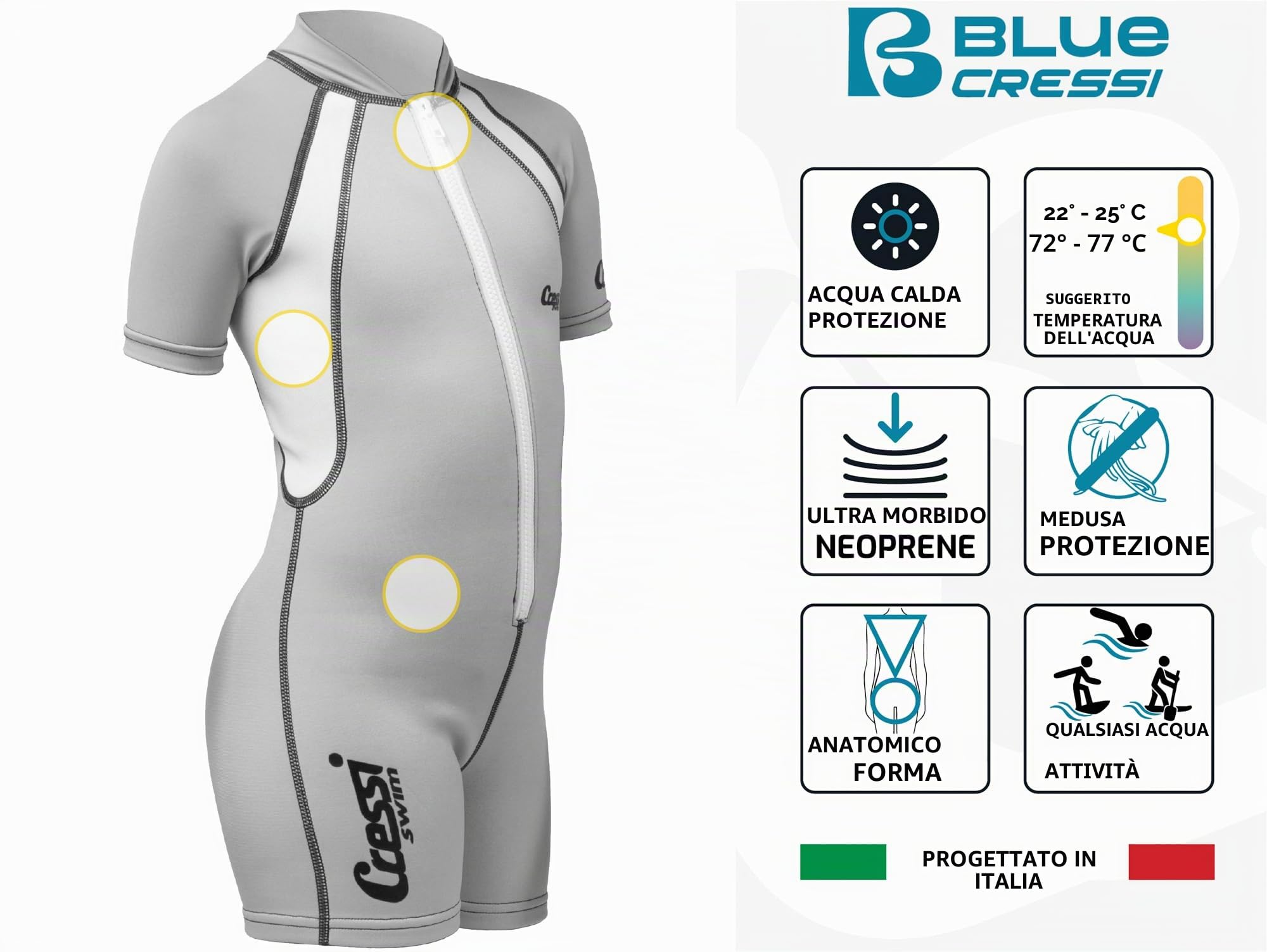 Cressi - Costume da Bagno per Bambini, 1,5 mm, in Neoprene, per Ragazzi e Ragazze, qualità dal 1946