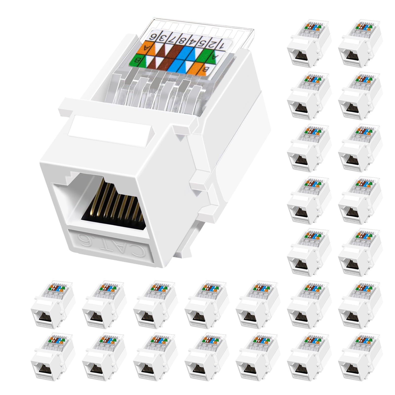 Lot de 25 prises Keystone Cat6 RJ45 sans outil, connecteurs RJ45 femelles, prise Keystone Ethernet, aucun outil de perforation nécessaire, coupleur de module (pas pour panneau de brassage