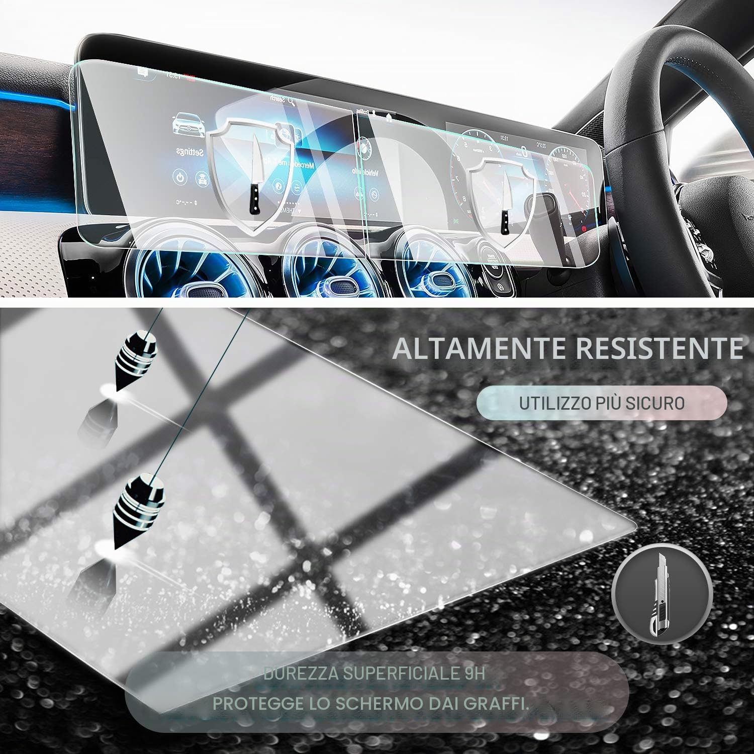 CDEFG Mercedes GLA H247 GLB 2020-2024 2025 Car Navigation Glass Pellicola protettiva 9H Scratch Resistant GPS Proteggi Schermo Trasparente Screen Protector GLA GLB Auto Accessori