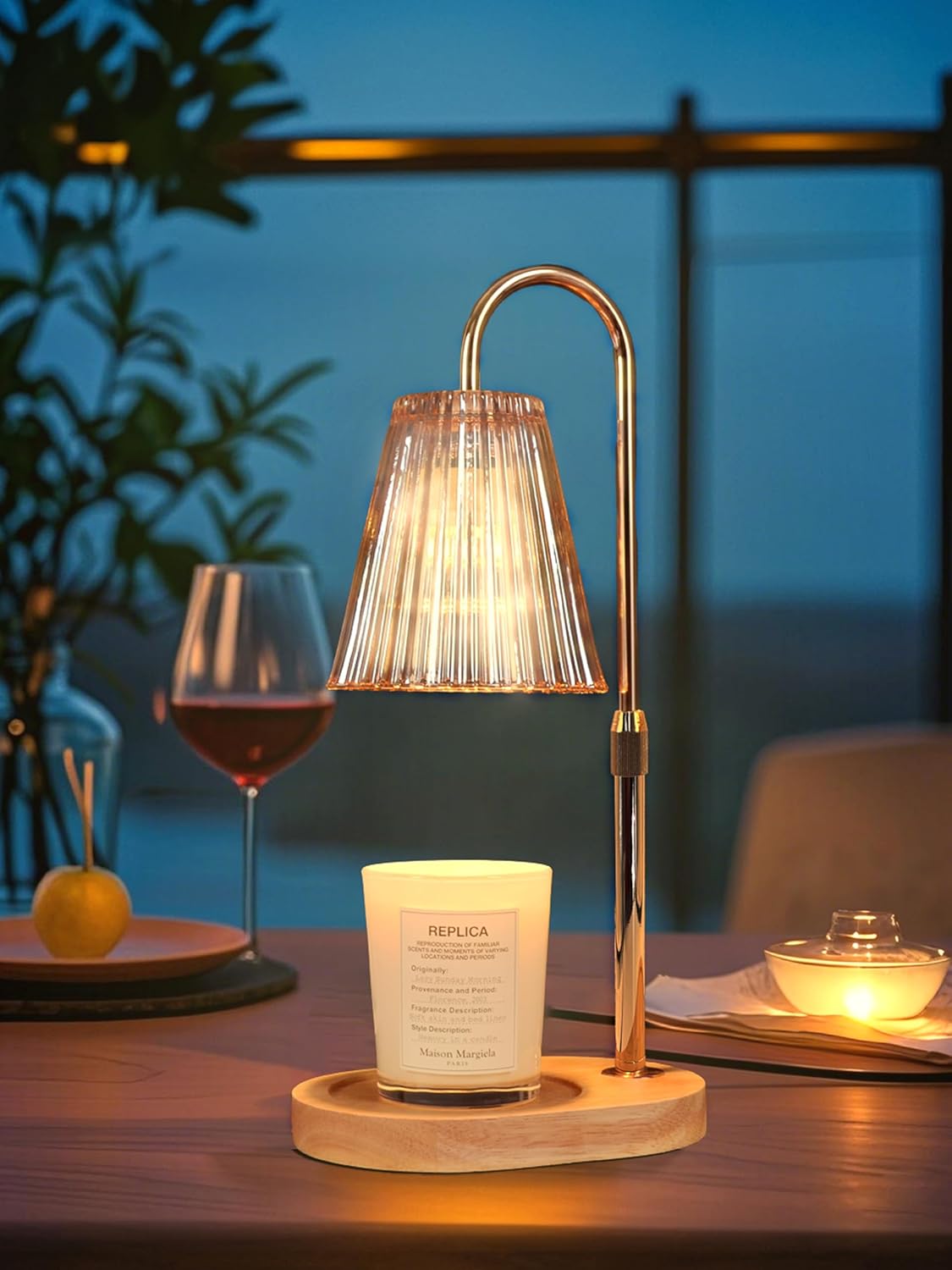 Candle Warmer Lamp with Timer, Adjustable Height Dimmable Candle Lamp Warmer, 2 Bulbs for Wax Melts, lampara para velas aromaticas for Scented Candle lamp Rome Decor?Golden