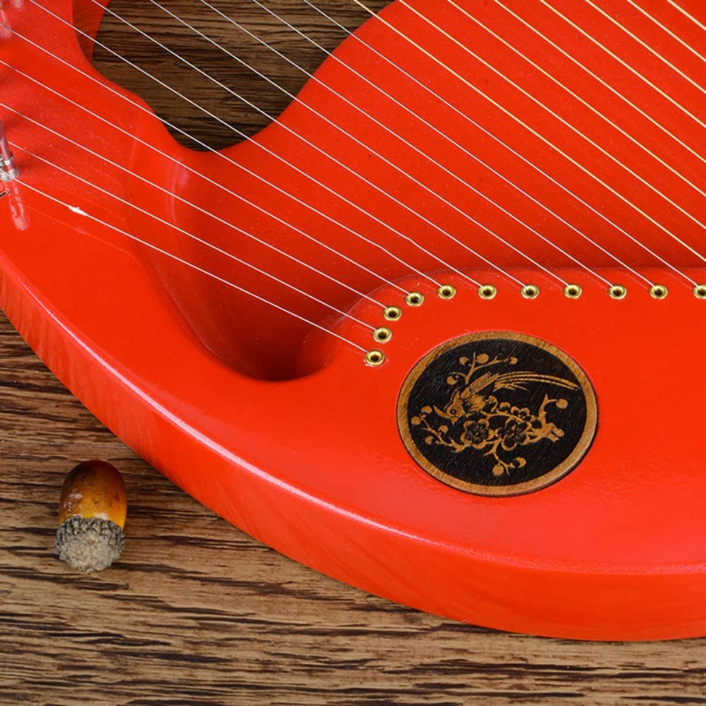 24 Saiten Mahagoni Massivholz Metallsaiten Musikinstrument für Erwachsene und Kinder, mit Stimmschlüssel, Notenblatt, Geschenk für Musikanfänger, Kinder und Erwachsene