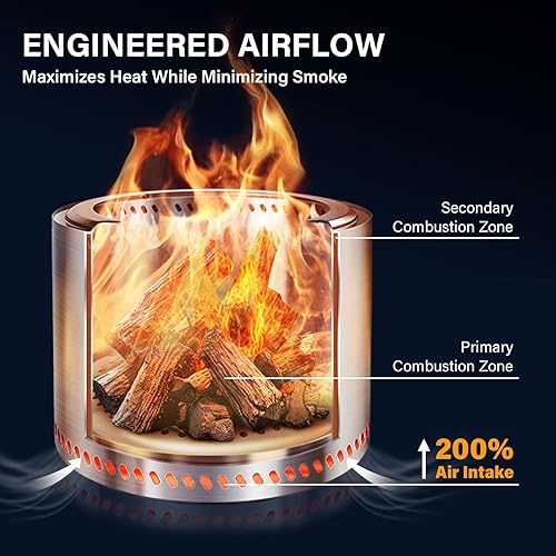 Miniatura 64 de HGD - Hoguera sin humo de 20 pulgadas para exteriores, portátil, para campamento, con bolsa de viaje, estufa de leña de acero inoxidable para patio