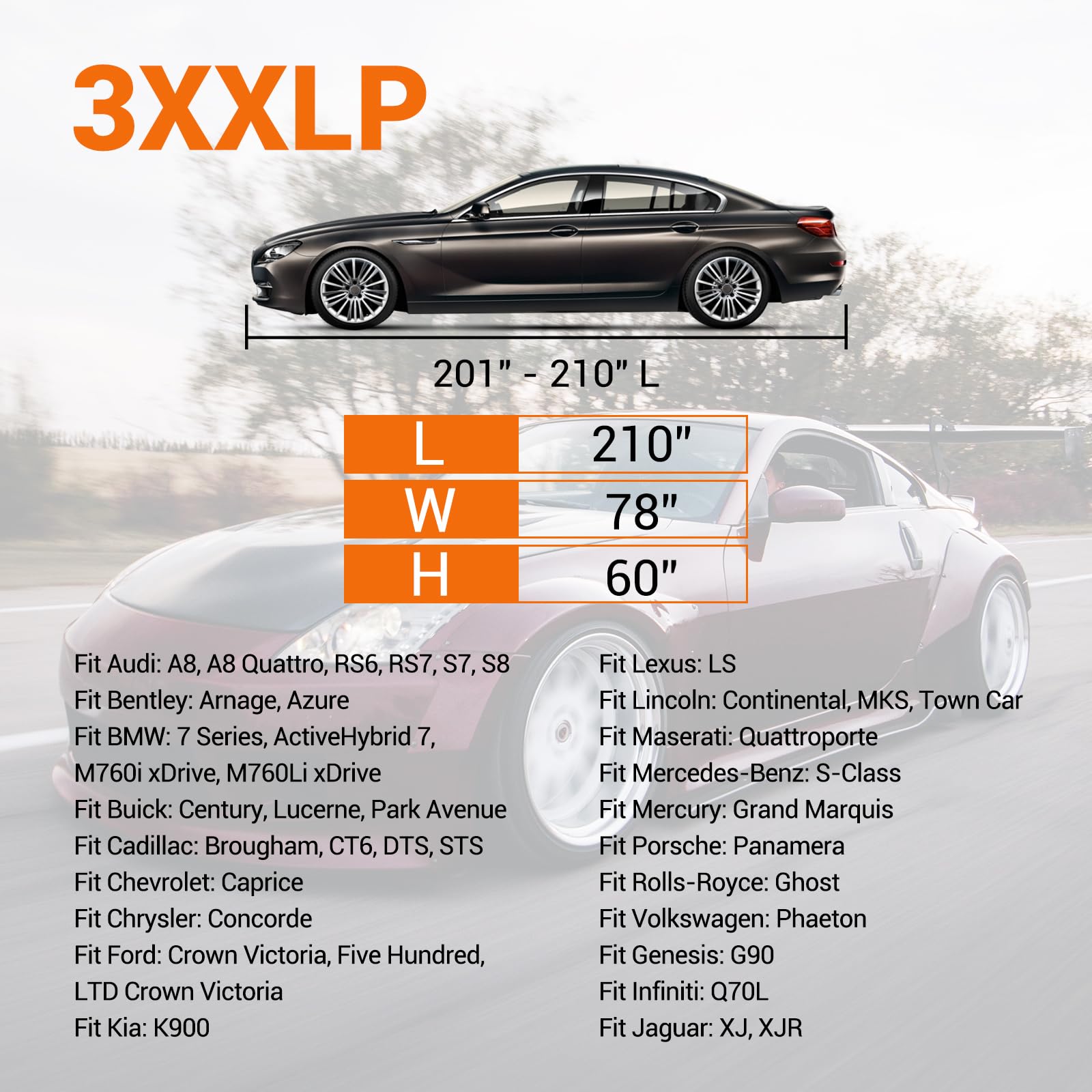 Tecoom 600D Heavy Duty Multiple Layers Car Cover Waterproof All Weather Fit for Ford Crown Victoria Cadillac DTS — view 6