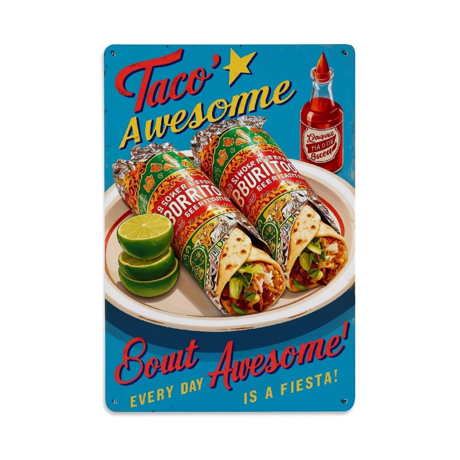 Jdfenggu Vintage Colorful Vibrant Mexican Inspired Design Pattern Retro Metal Tin Sign, Decor Art Poster For Bar, Home, Man Cave, Kitchen, Laundry Room Gift 8X12inch