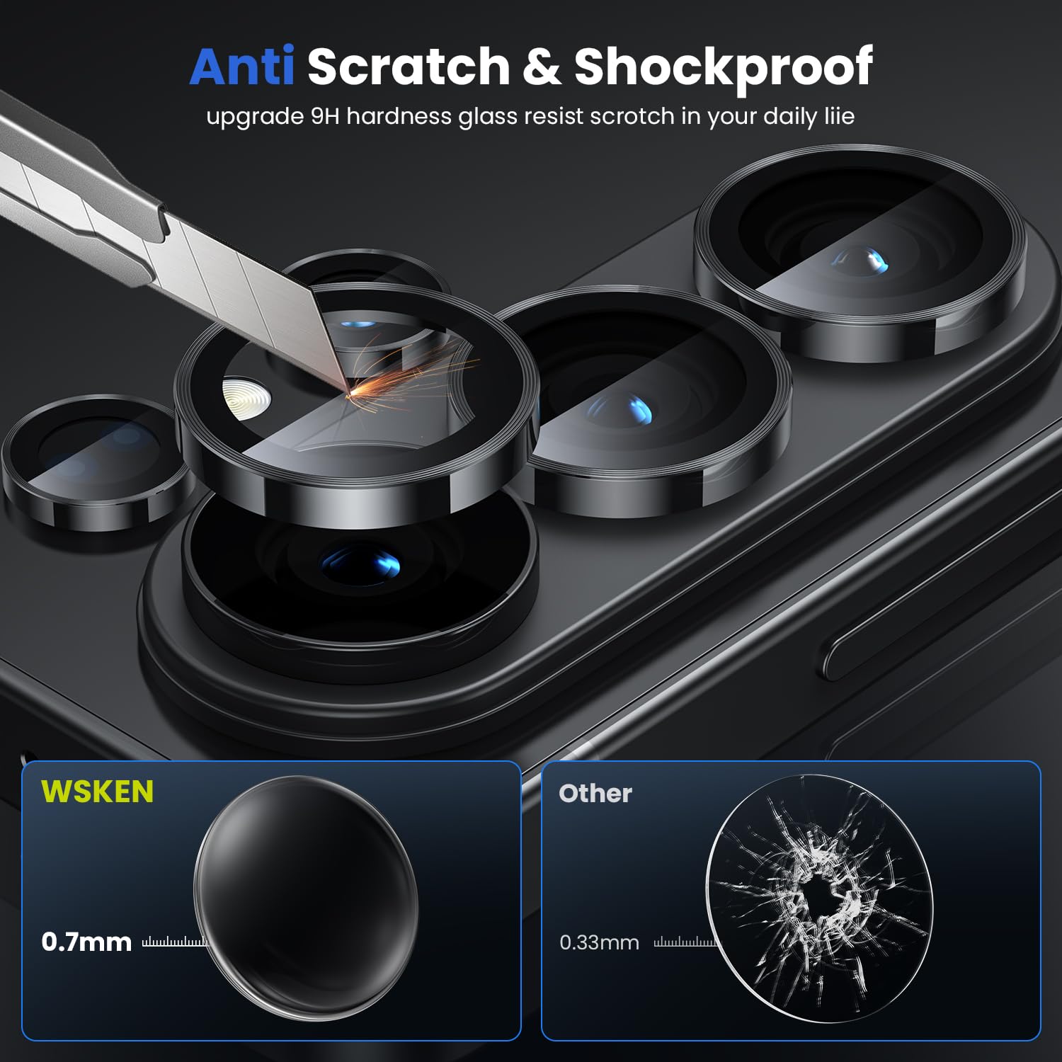 WSKEN Ochrona aparatu Samsung Galaxy S26 Ultra – twardość 9H, odporna na zarysowania, bez pęcherzyków powietrza, szkło hartowane HD, szkło ochronne, folia ochronna na wyświetlacz, folia 5G, akcesoria