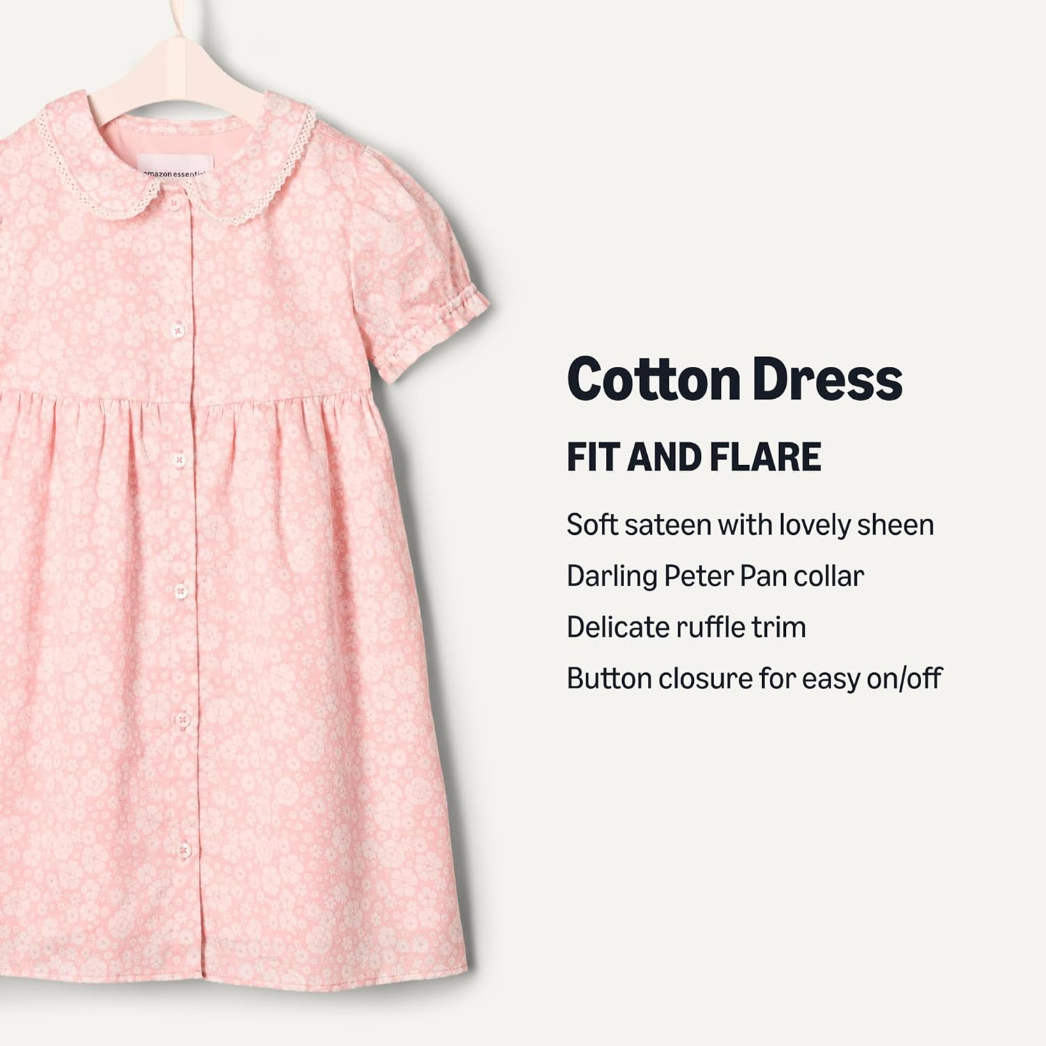 Amazon Essentials x Sofia Grainge Toddler and Baby Girls' Cotton Sateen Dress with Collar - Image 4