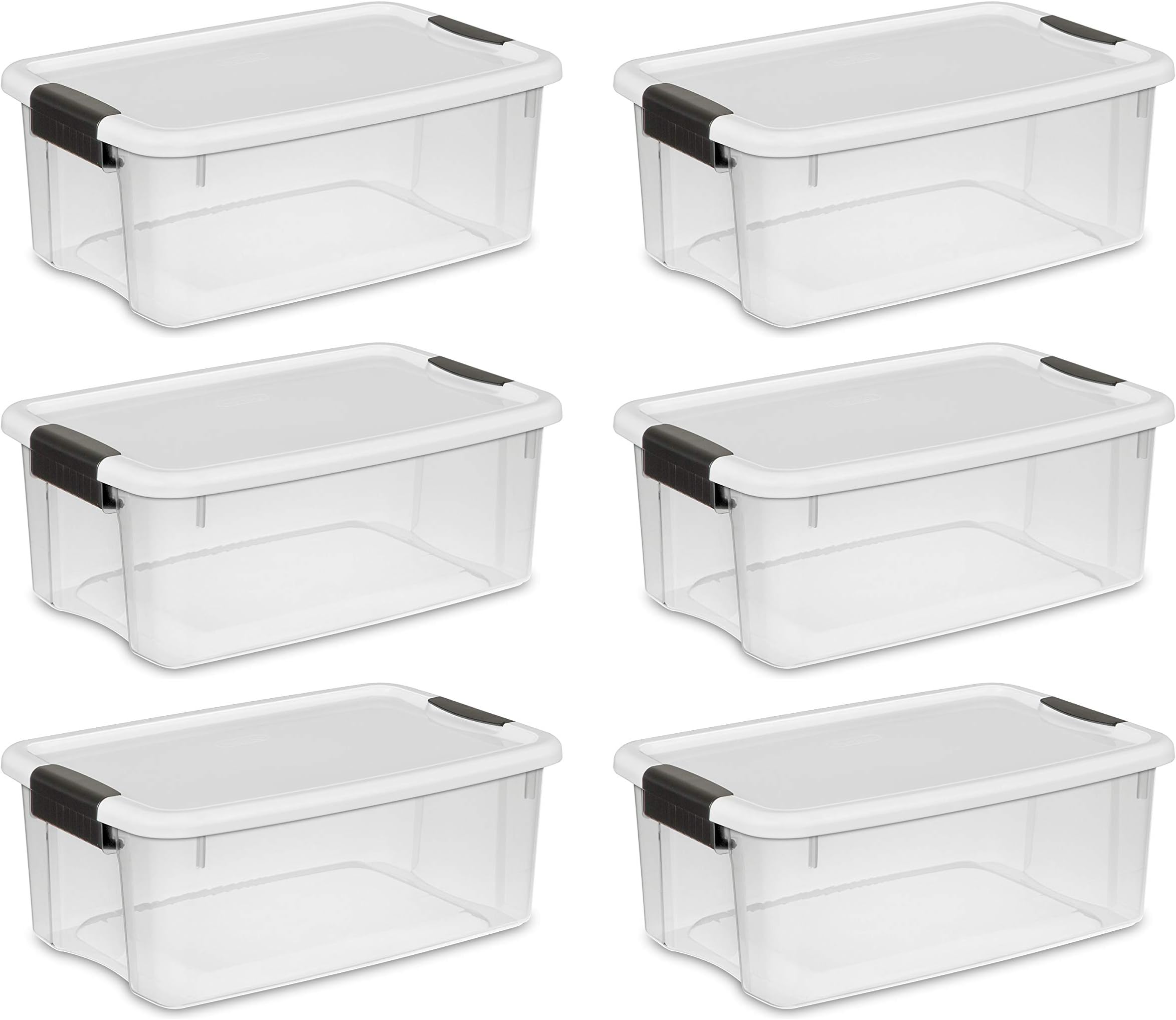 Rinboat 2 Packs Plastic Stackable Storage Boxes with