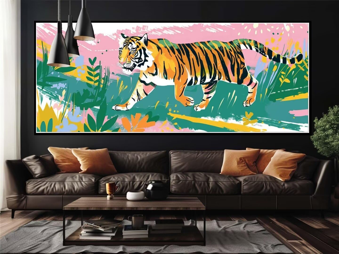 Malen Nach Zahlen Tier Tiger Malen Nach Zahlen Erwachsene, DIY Set Ölgemälde Malen Nach Zahlen XXL, Acrylfarben Painting by Numbers Bastelset, für Geschenk Wanddekoration, 90x240cm (Ohne Rahmen)-YH104