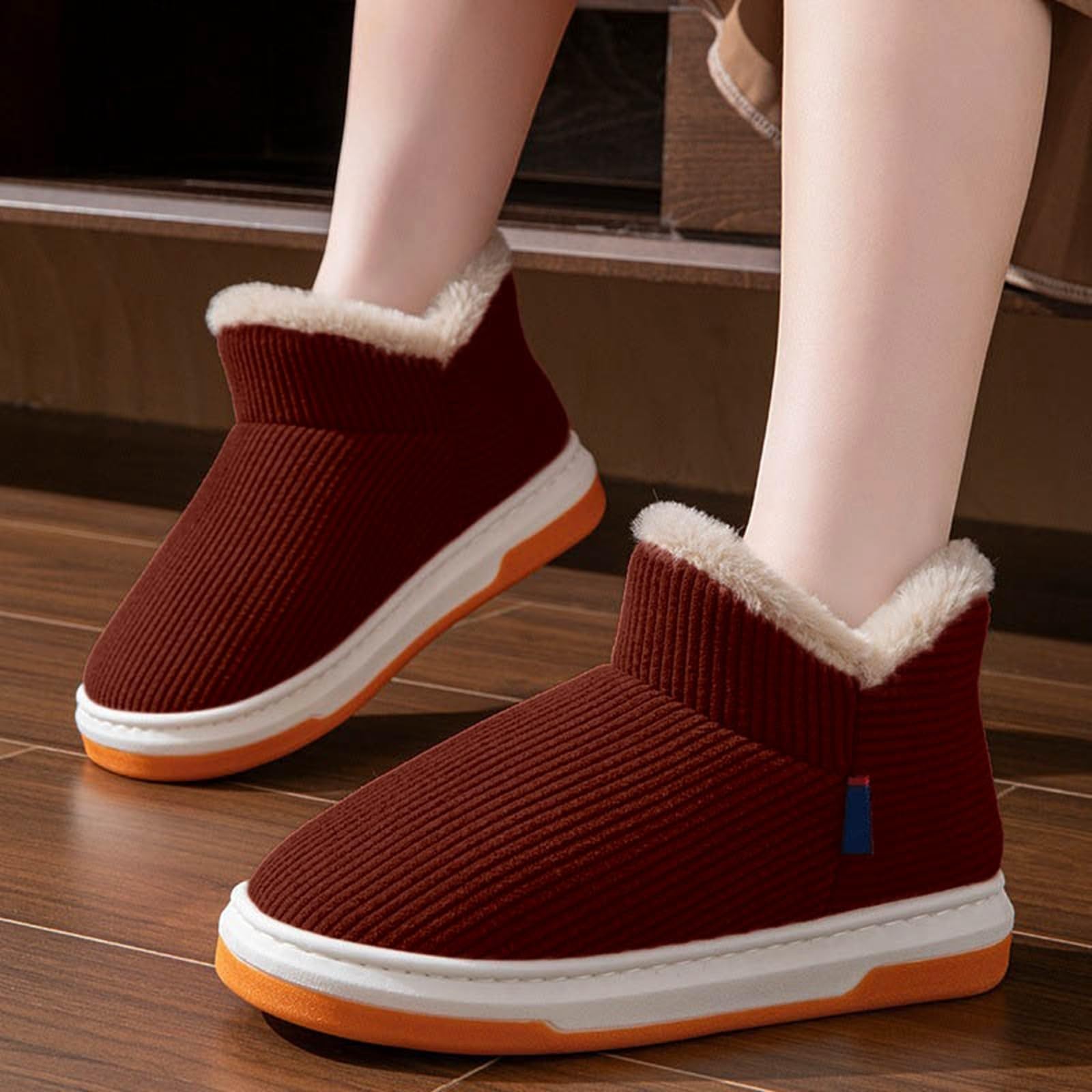 Pantuflas de invierno para mujer, para interiores y exteriores, zapatos acogedores con suela gruesa y diseño de tacón cerrado, máxima calidez y comodidad durante el clima frío
