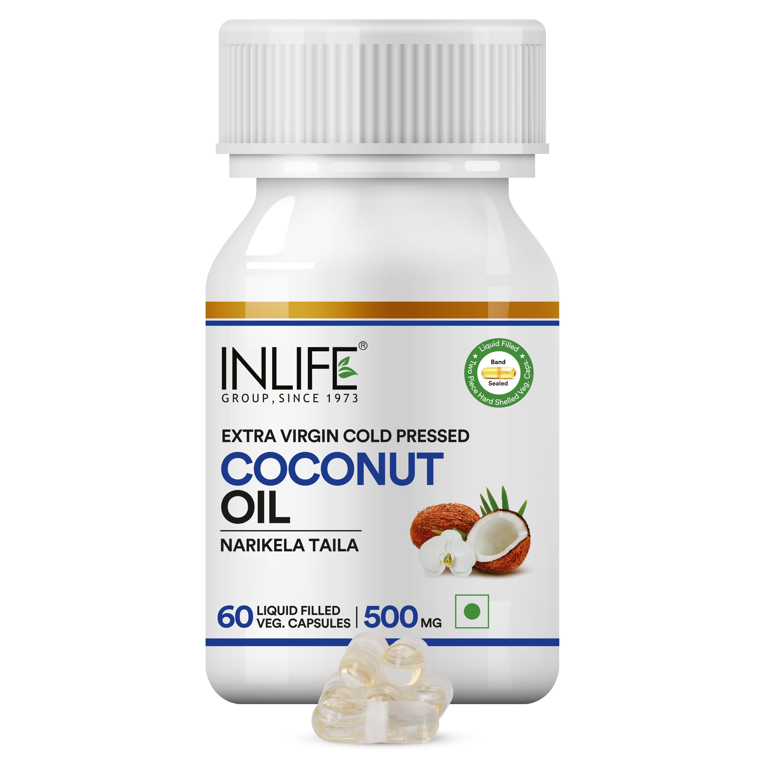 Inlife Coconut Oil Supplement 500 mg - 60 Vegetarian Capsules-image-42