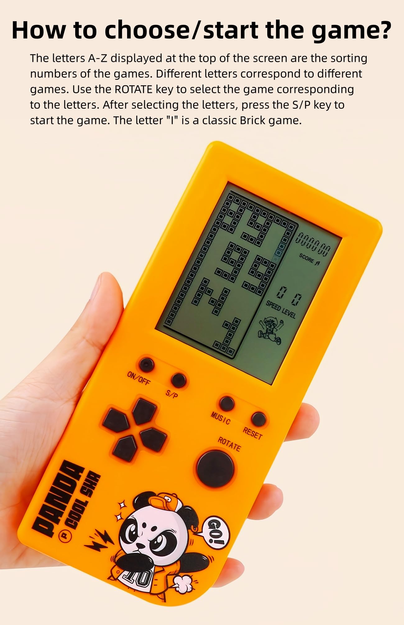 TAQY Panda Cartoon Retro Cube Game Console 26 Brick Games 2574 Levels Adjustable Speed/Difficulty Children/Adult Gandheld Electronic Game Block/Racing/Tank Battle Puzzle Toys (SRed) - Image 4