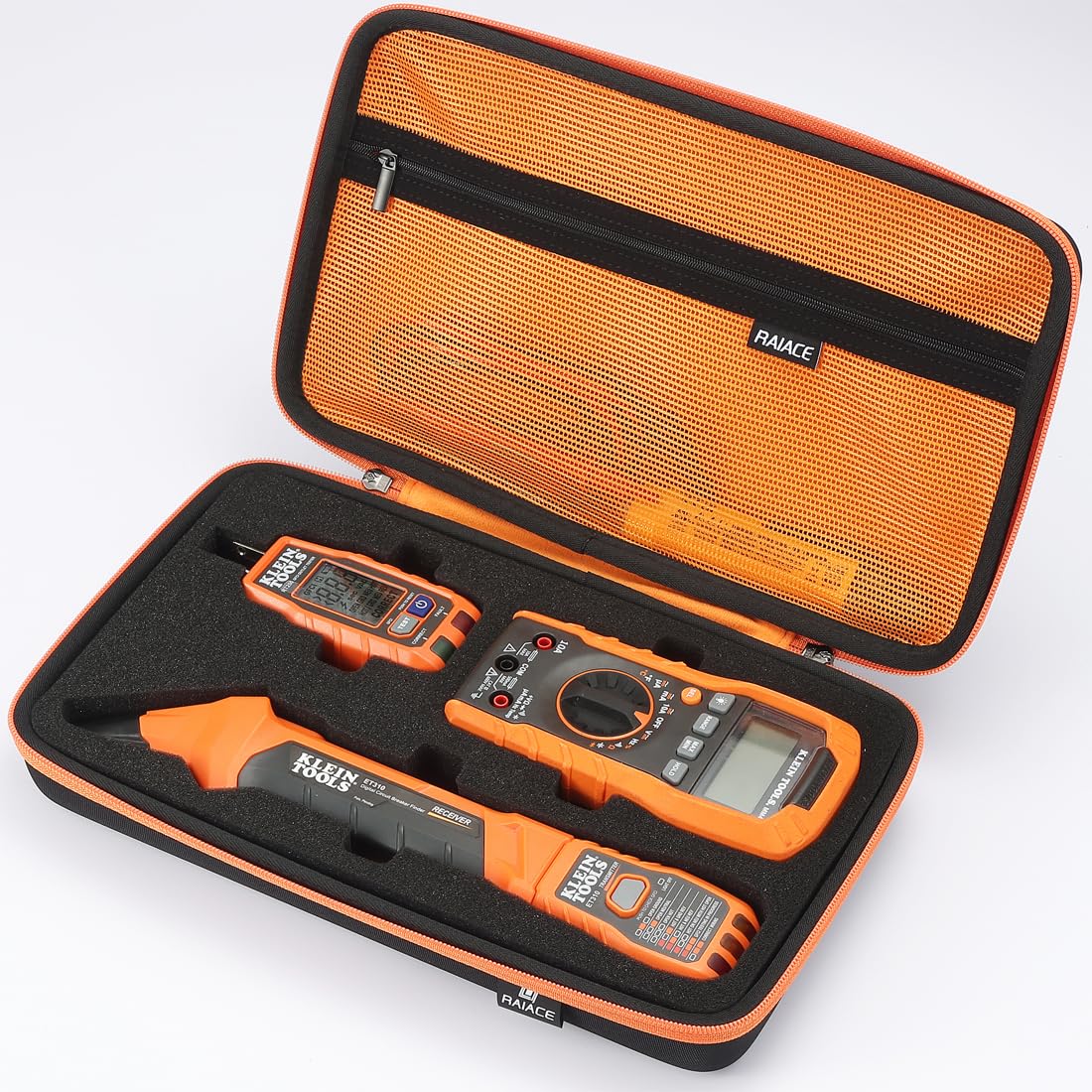 RAIACE Hard Travel Storage Case Compatible with Klein Tools ET310 AC Circuit Breaker, Finder & 80041 Outlet Repair Tool Kit & RT250 GFCI Receptacle