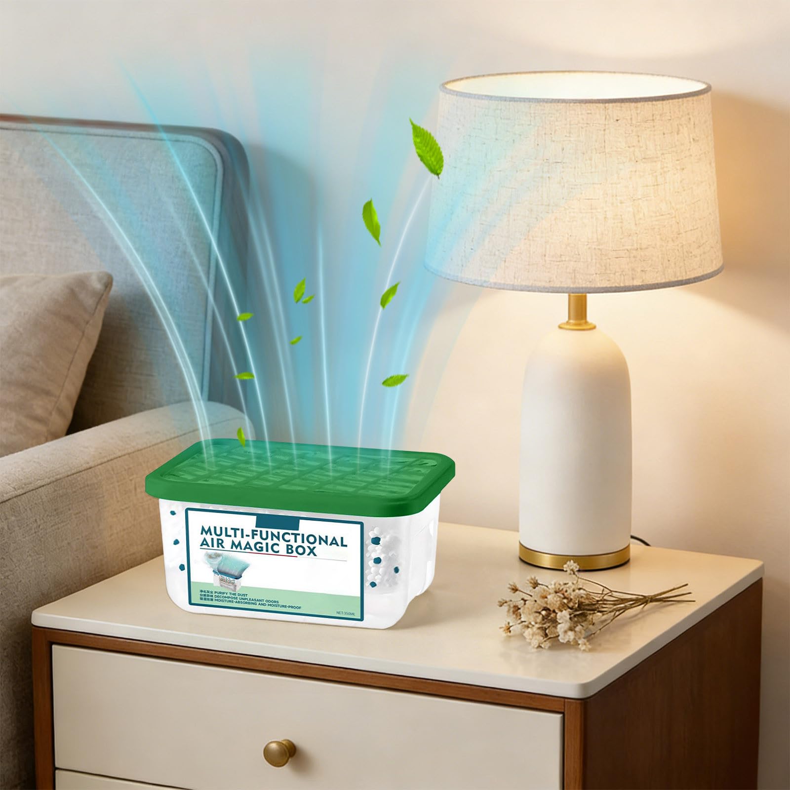Caja mágica para eliminar el polvo en interiores, caja mágica multifuncional para purificación de aire, recolección automática de polvo y fórmula de extracto de plantas, frescura duradera para el