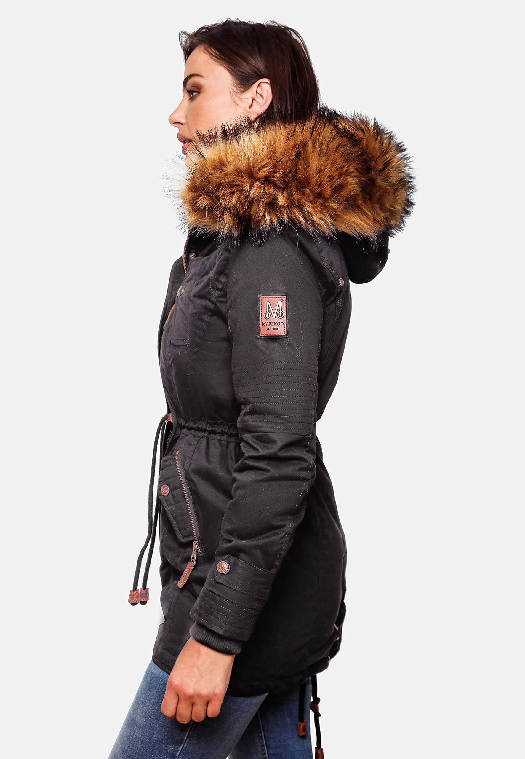 MARIKOO Caldo parka invernale da donna con pelliccia sintetica rimovibile La Viva Prc XS-XXL