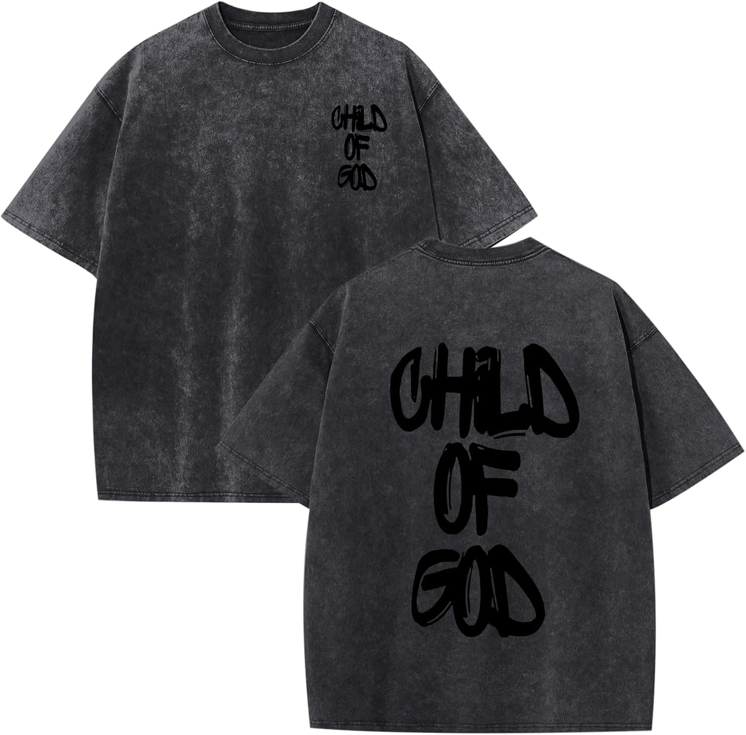 Christian Shirts for Men God Child of Jesus Faith Shirt Oversized Graphic Religious Tees Acid Wash T-Shirt Tops