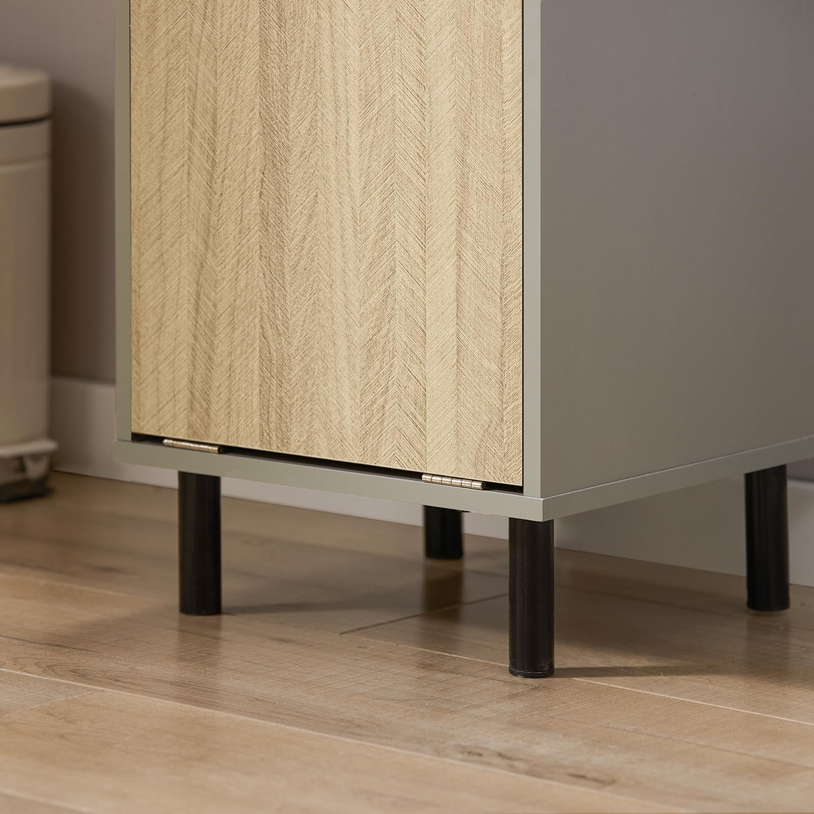Wäscheschrank mit Korb, Aufbewahrung, Badezimmerschrank, 31,5 x 30 x 86 cm (B x T x H)