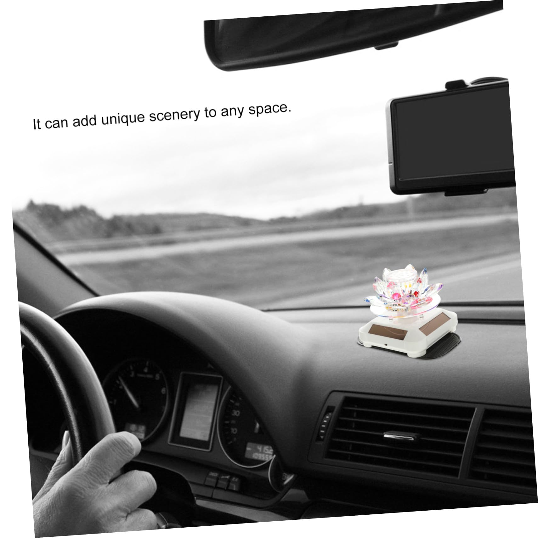 Adorno para Coche Difusor de Aromaterapia y Carga Solar, Decoración Elegante de Loto de Cristal y Plástico para Interior del Automóvil Varios estilos