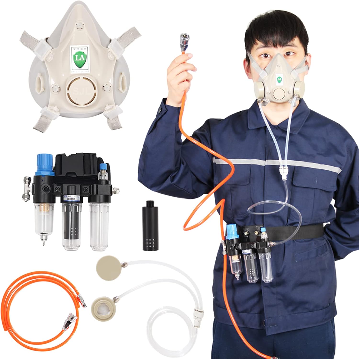 Trudsafe Supplied Air Set Half Face Respirator for Painting, Air Fed