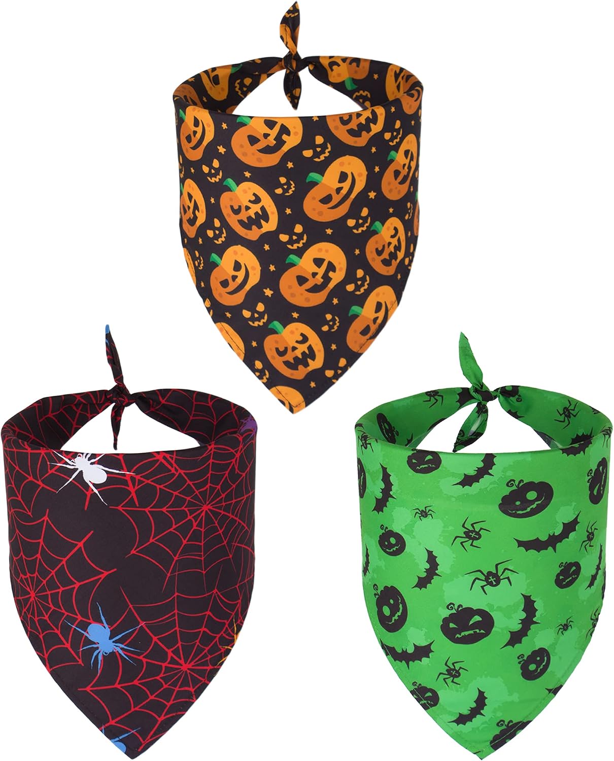 ADOGGYGO Halloween Dog Bandana Dog Puppy Halloween Bandana Pumpkin Spider Print Halloween Pet Bandana Dog Triangle Bibs Scarf Accessories for Dogs Cats Pets (Black & Green)