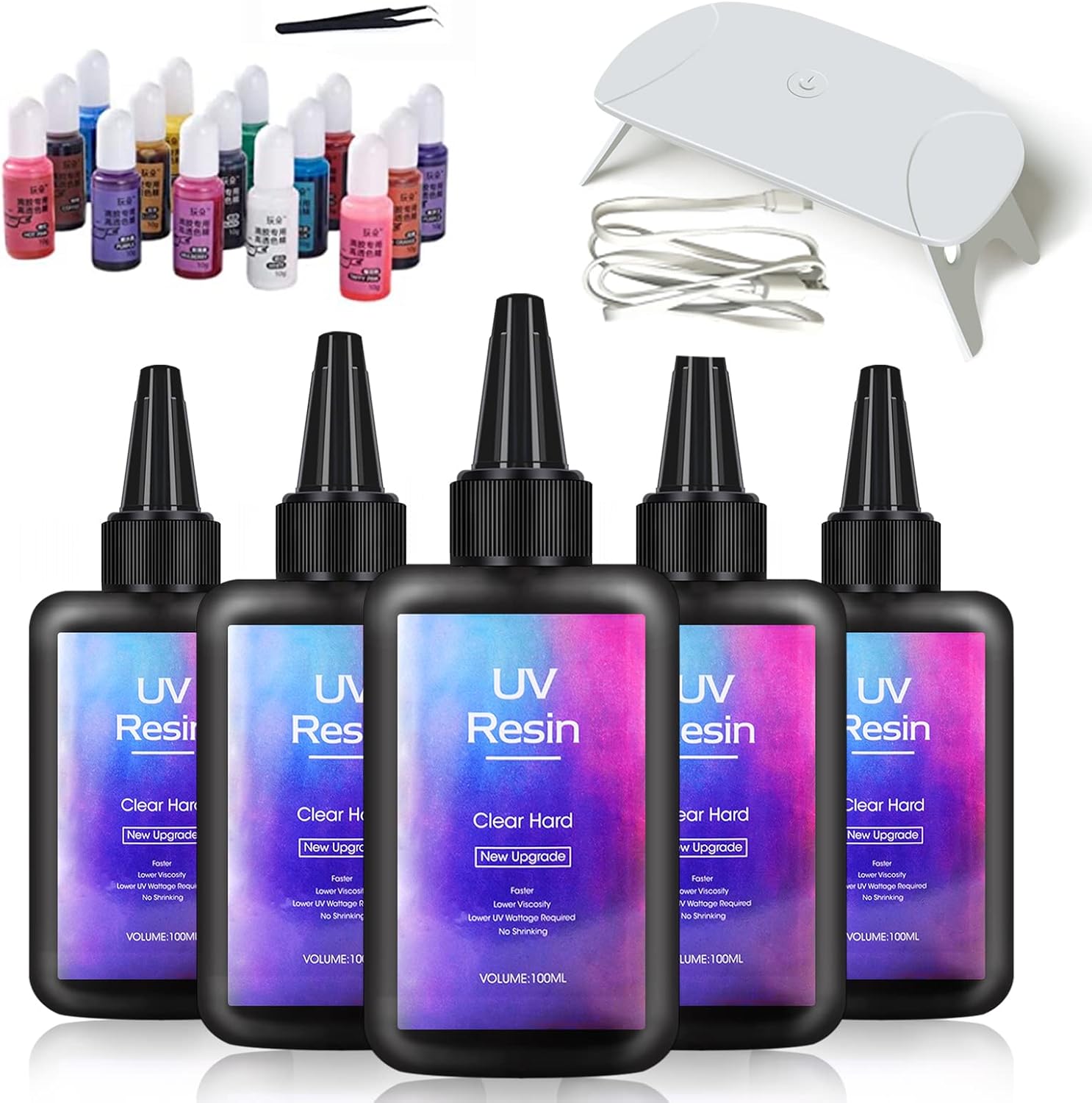 Upgraded 500ml UV Resin Transparent Ultraviolet Solar Quick 1min Curing Epoxy Resin Glue for Resin Art Jewelry Making DIY Crafts Pendants Earrings Bracelets with Molds
