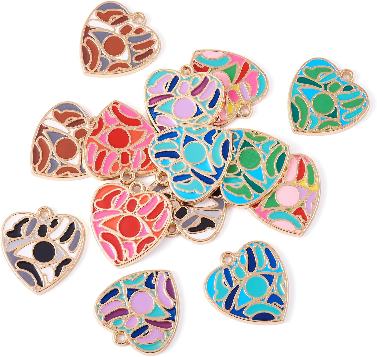 FASHEWELRY 14pcs Enamel Eyes Heart Charm Alloy Enamel Heart Pendants Jewelry Charms Valentine's Day Love Enamel Charms Lucky Charms for Jewelry Making DIY Necklace Bracelet Earring Craft Supplies - Image 2