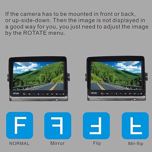 Miniatura 4 de AHD 1080P Sistema de cámara dual de respaldo de visión trasera inversa de 7 pulgadas, dos cámaras con visión nocturna, impermeable, IP69K, a prueba