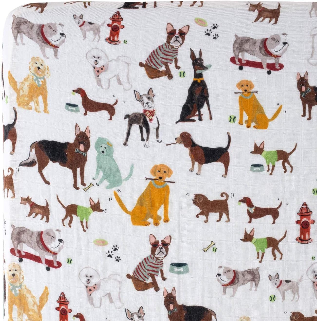 Little Unicorn Premium Crib Sheet | Breathable & Super-Soft Muslin Fabric (Woof)