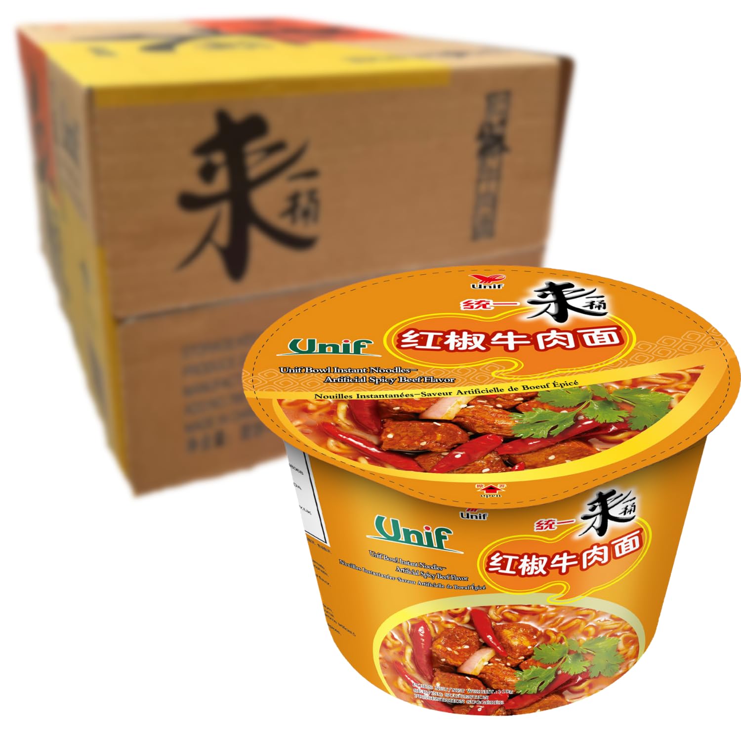 Tongyi Noodles Calde Istantanee di Manzo pacco da 12 x 110 gr