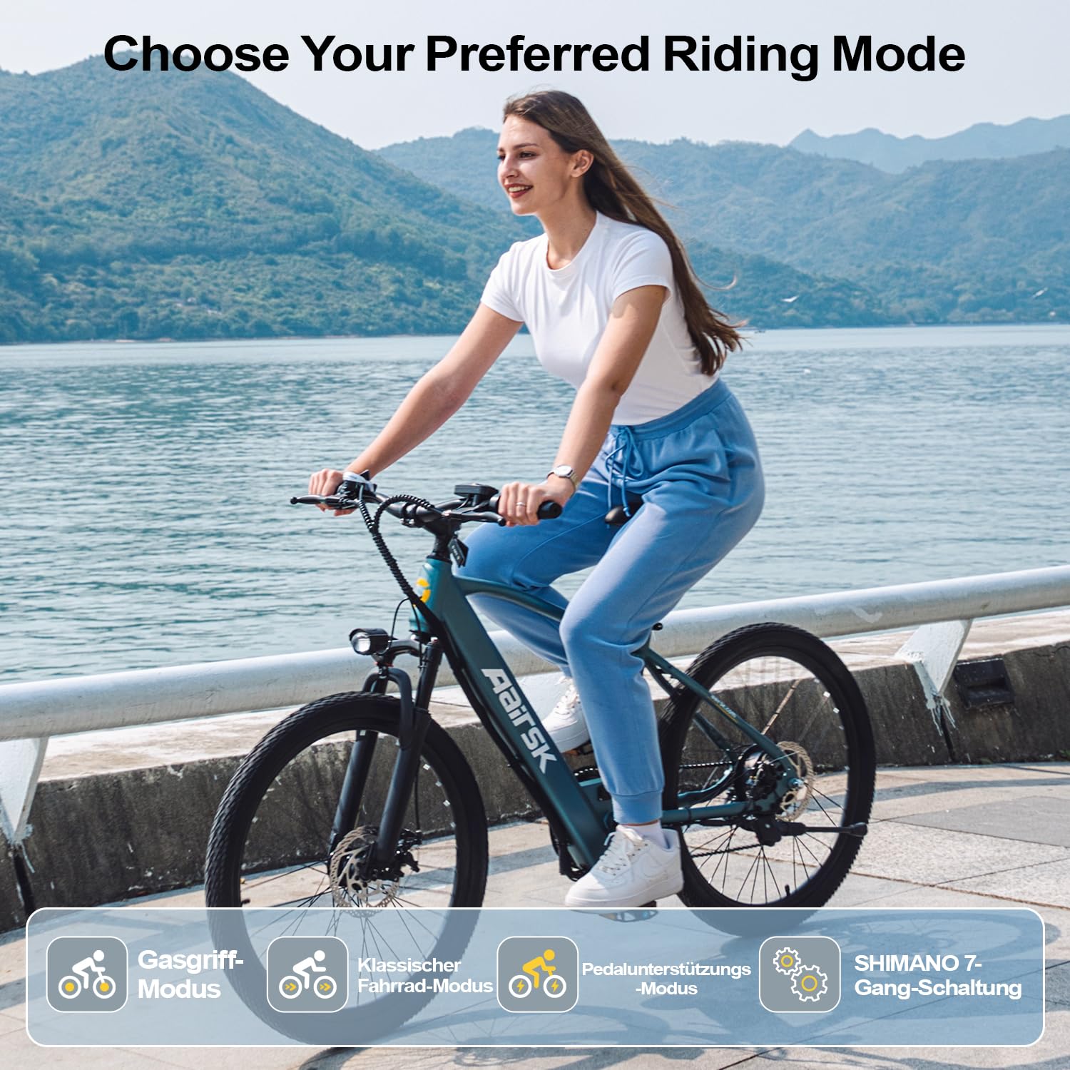 E Bike, 24"/26" Elektrofahrrad Trekkingrad E-Bike Herren Damen mit 36V 10/13AH Akku, 250W Motor, 55 km Reichweite Pedelec EBike Citybike mit 7/21-Gang-Getriebe für Erwachsene