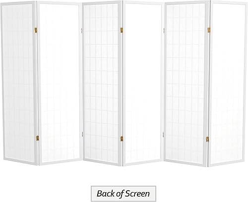 Miniatura 7 de Oriental Furniture Pantalla Shoji de 5 pies de alto para ventana - blanco - 6 paneles