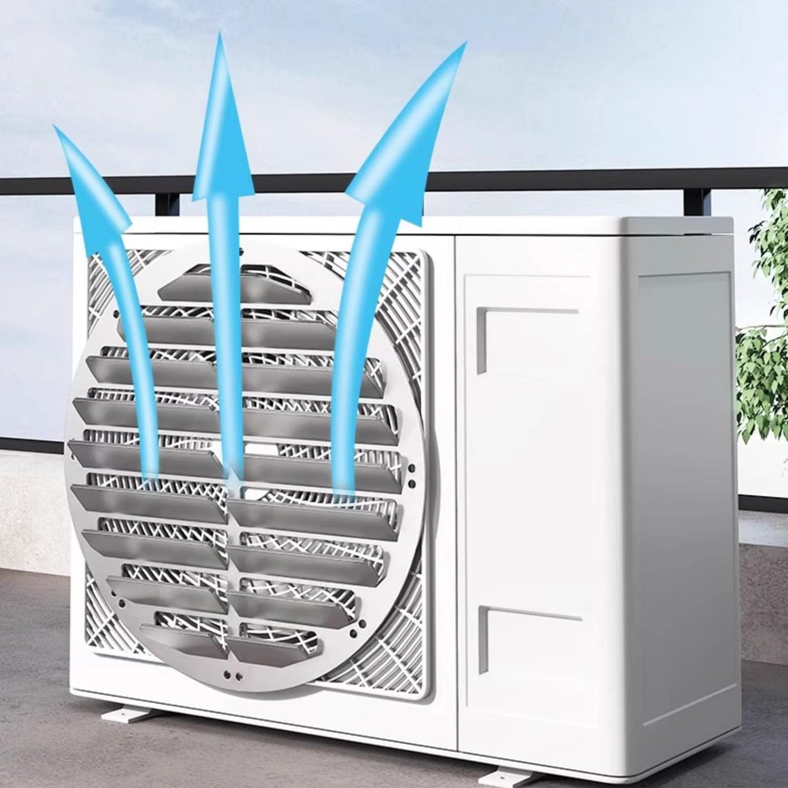 Deflettore per Condizionatore d'Aria Esterno Regolabile, Griglia di Ventilazione in Acciaio Inox con Perline, Deflettore Anti Soffio Diretto per Protezione dell'Unità di Pompa di Calore e Condensatore