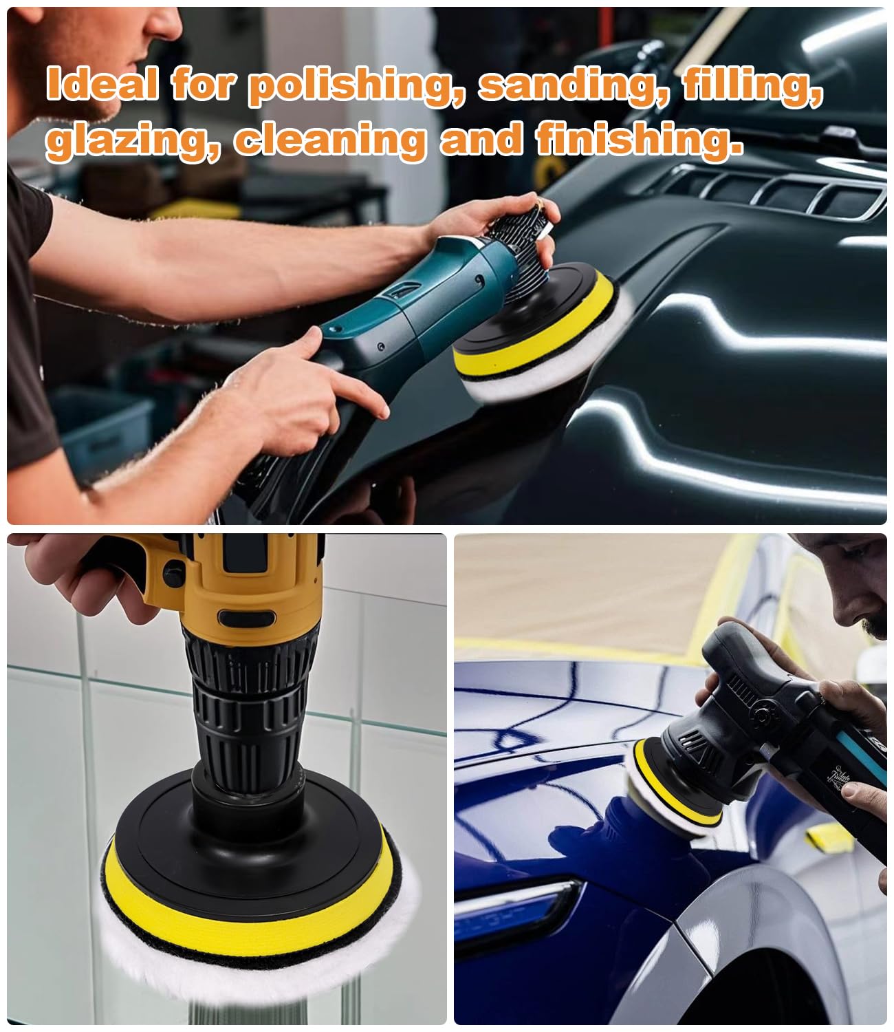 Kit De Pulidora Rotativa Profesional De 27 Piezas Para Coche – 800W, 220V, Color Azul (Autocare)