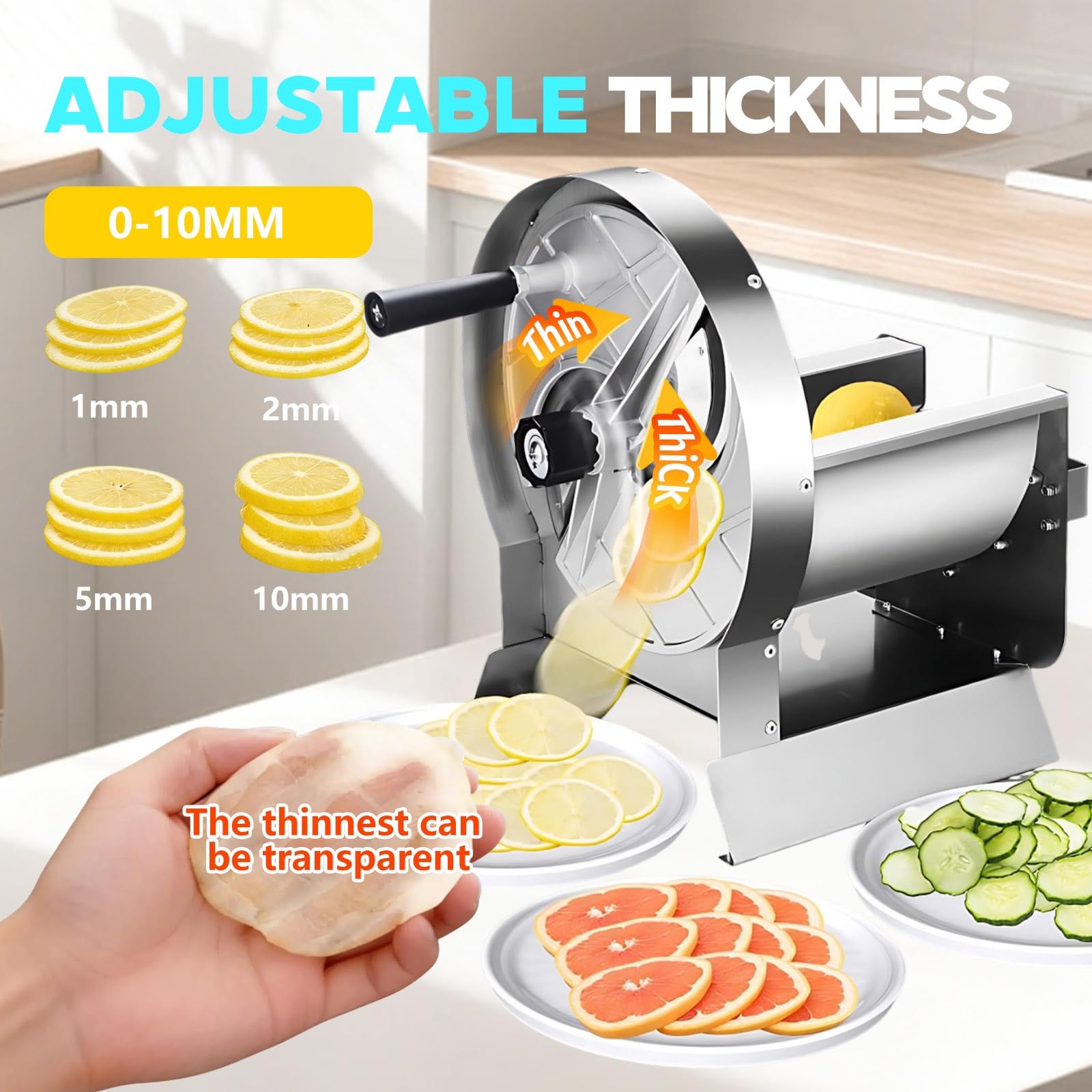 Obstschneider, industrieller Küchenhobel, vollständig wasserdicht, Edelstahlkörper, Saugnapfboden, Bulk-Schneidwerkzeug, professionelle Küche