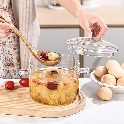 Miniatura 8 de Olla de vidrio para cocinar, 1.7L57oz resistente al calor, cacerola de vidrio de borosilicato con tapa, juego de utensilios de cocina para sopa,