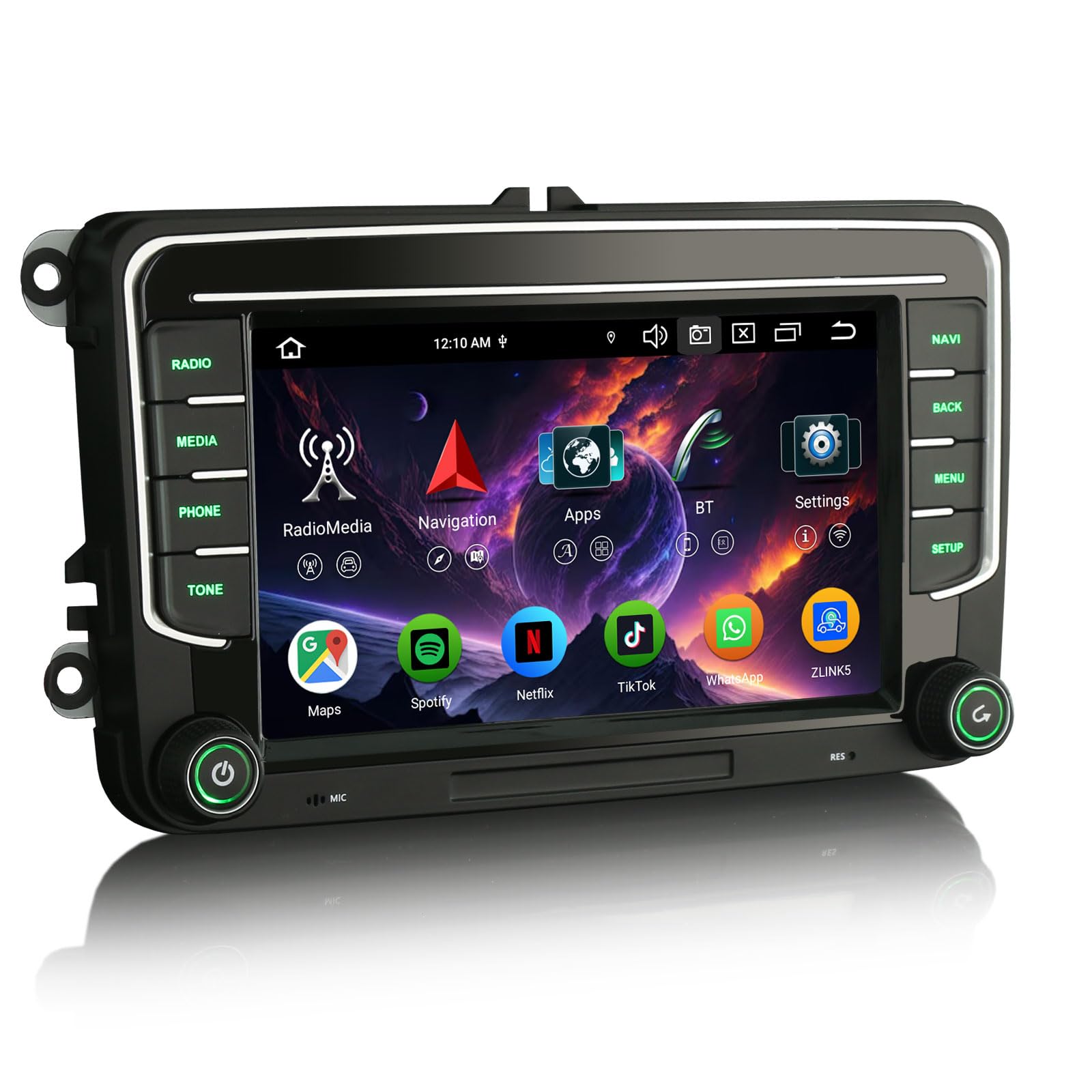 7 Zoll 8-Kern 4GB+64GB Android 14 Autoradio mit GPS Navi für VW Crafter Amarok Caddy Polo 6R Transporter T6 Skoda Yeti Bluetooth CarPlay Android Auto WiFi 4G DSP DAB+ OBD2 USB DVB-T2 Canbus OPS SWC