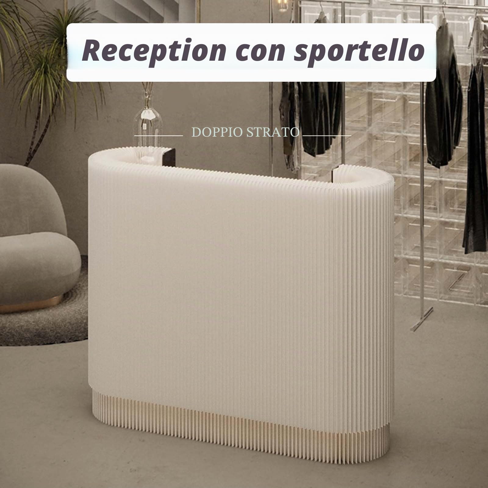 Banco Reception Pieghevole, Banconi Reception con 2 Ripiani Staccabili, Tavolo Cassa Espositore per Lobby, Negozio, Negozi di Abbigliamento
