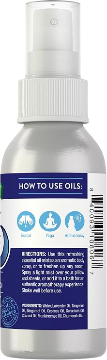 Nature's Truth Good Nite Essential Oil Mist | 2.4 fl oz | Calming Blend | for Topical Use, Yoga, Aroma Spray | for Topical Use, Yoga, Aroma Spray