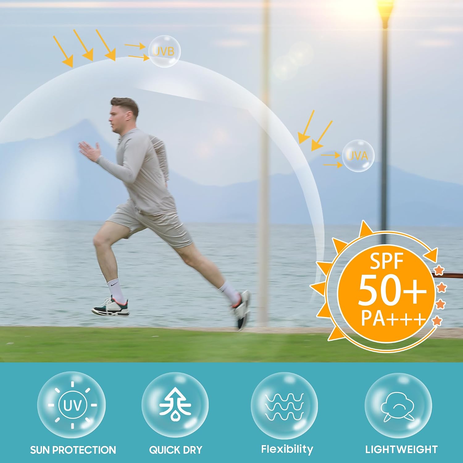 Men's UPF 50+ UV Sun Protection Long Sleeve Shirts Rash Guard Hiking Fishing Swim Shirts Lightweight Quick Dry