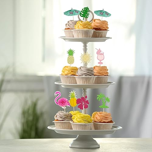 Miniatura 5 de 36 piezas de adornos tropicales para cupcakes, palmera, flores, tortuga, flamenco, piña, cupcakes, para verano, hawaiano, tropical, Luau, fiesta de