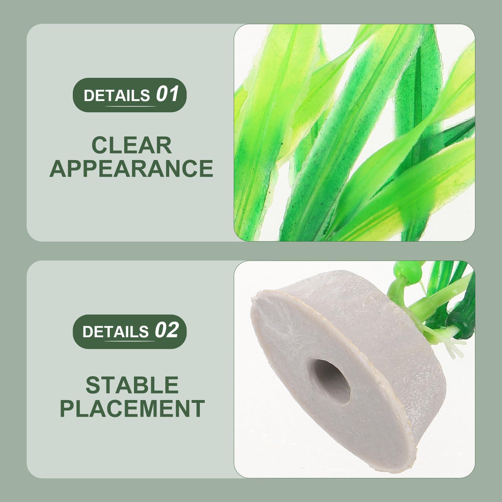 Plantas Artificiales para Peceras 30 Piezas 20 Cm Algas Verdes de Plástico Base, Decoración Acuática para Tanques de Peces Tropicales y Bettas, Accesorio para Acuarios