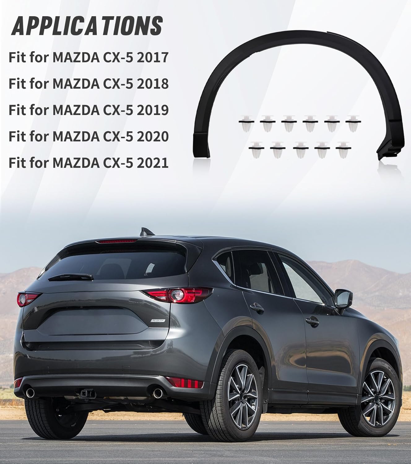 Rear Passenger Side Wheel Fender Molding Trim Fit for Mazda CX-5 2017 2018 2019 2020 2021, Replace,MA1791101 | KB7W51W50F8N, Rear Right Side Fender
